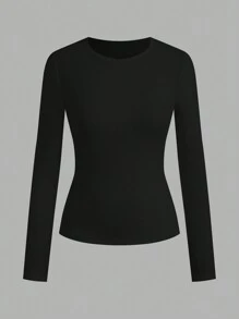 SHEIN EZwear 3pcs Women's Basic Fitted Long Sleeve Shirts, Y2K Style - Multicolor - View 7