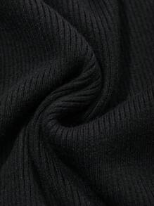 Dazy Plus 加大码纯色高领修身黑色秋季毛衣，适合冬季 - 黑色 - 查看 10