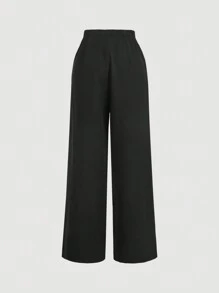 SHEIN MOD 女士长款黑色商务休闲裤秋冬正装裤黑色女士正装裤职业装 - 黑色 - 查看 2