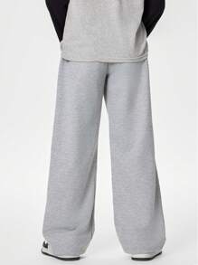 SHEIN Tween Boys' Drawstring Waist Simple Wide Leg Loose Casual Sweatpants - Grey - View 2