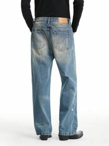 NEON BLANC 男式长款宽松阔腿牛仔裤