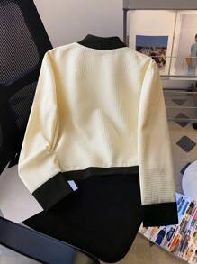 Calvaya Women's Colorblock Patchwork Long Sleeve Pocket Casual Jacket