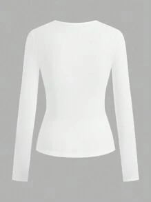 SHEIN EZwear 3pcs Women's Basic Fitted Long Sleeve Shirts, Y2K Style - Multicolor - View 6