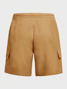 Manfinity Homme Men's Solid Color Front Tie Pocket Simple Casual Shorts - Yellow - View 9