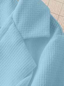 SHEIN Clasi 女士纯色简约日常长袖收腰西装外套 - 藍色 - 查看 5