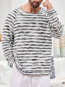 Manfinity Homme Men's Striped Knit Pullover Sweatshirt - Grey - View 1