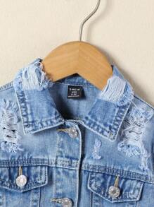 Baby Girl Loose Fit Casual Denim Jacket - Light Wash - View 3