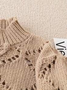 Chiquease 2024 New Romantic 3D Floral Crewneck Sweater - Khaki - View 5