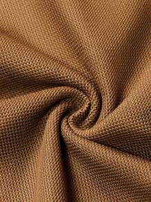 Manfinity Homme Men's Solid Color Front Button Down Long Sleeve Casual Polo Shirt - Coffee Brown - View 7