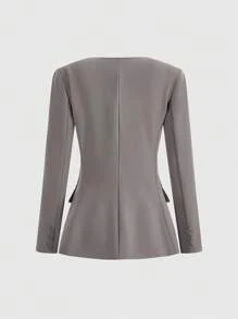 COSMINA Chaqueta regular de manga larga de color liso y estilo minimalista casual para mujer