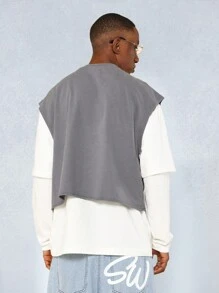 SUMWON Washed Crop Tank Top - Grey - View 2