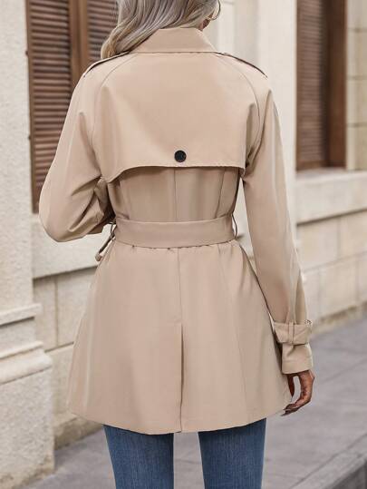 SHEIN LUNE 雙排釦腰帶風衣外套