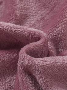 SHEIN 女小童3D耳朵設計喇叭袖荷葉邊連帽腰帶絨布睡袍