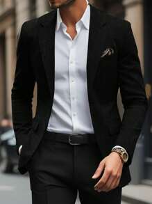 Manfinity Hypemode Blazer informal de color liso, otoñal