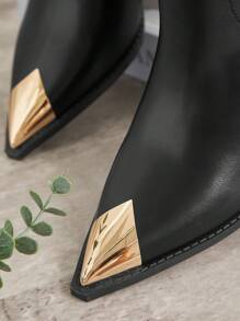 SHUZIA Pointed Toe Low Heel Ankle Cowboy Boot Bootie Summer Shoes Spring Shoes Spring Break Easter For Christmas - Black - View 6