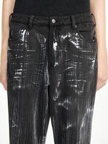 NEON BLANC Men's Salt-Washed Flared Leg Long Denim Jeans - Grey - View 4