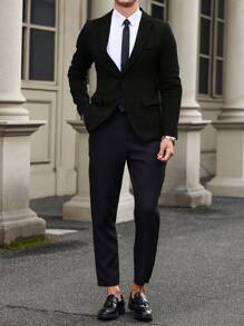 Manfinity Hypemode Blazer informal de color liso, otoñal