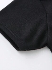 SHEIN Vintaside Kids Baby Boy Summer Casual Cartoon Peanut Ombre Foil Print Letter Slogan Bodysuit