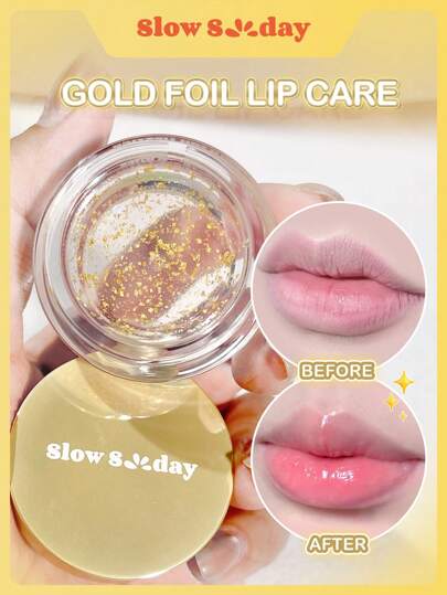 SlowSunday Gold Foil Lip Care, Skincare, Lipcare, Long-Lasting Moisturizing, Halloween, Thanksgiving, Christmas, New Year, Christmas Gifts, Thank You Gift, Suitable For Autumn Winter, Fall Care