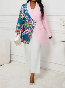 SHEIN Lady Autumn And Winter Elegant Colorful Knitted Shawl Collar  Long Sleeve Plus Size Coats - Multicolor - View 1