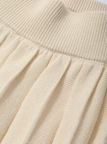 DAZY 纯色百褶女式针织裙，秋装 - 米色 - 查看 10
