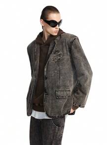 NEON BLANC Men's Two-Button Woven Denim Long Sleeve Blazer, For Fall Winter