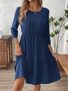 EMERY ROSE 秋季连衣裙女士连衣裙 - 适合教学、工作、商务和休闲装、西装、商务休闲装 - 藏蓝色 - 查看 4