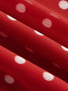 SHEIN MOD Casual Knit Classic Polka Dot Pattern Slim Fit Camisole - Red - View 4