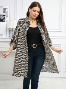 SHEIN Clasi Áo sơ mi dài tay in họa tiết cỡ lớn cho nữ - Nhiều màu - Xem 5