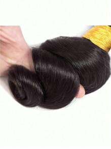 1pc Loose Wave Human Hair Bundles 1 Bundle Hair Extension Real Hair Weave Double Weft Bundles Extension Daily Use  Natural Black Color - Natural Black - View 5