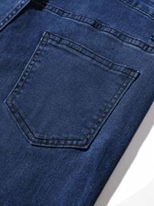 SHEIN Teen Boy Casual Fashion Blue Comfort Stretch Jeans For Dailywear And Back To School Boys Cool/Boys Thanksgiving Costume Dailywear And Fall/Winter Teen Boy - Dark Wash - View 16