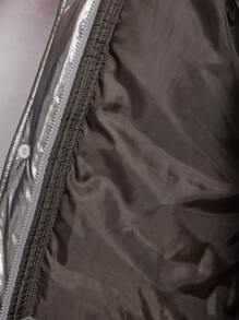 SHEIN 女婴可爱百搭保暖长款连帽夹克，灰色 - 銀色 - 查看 6