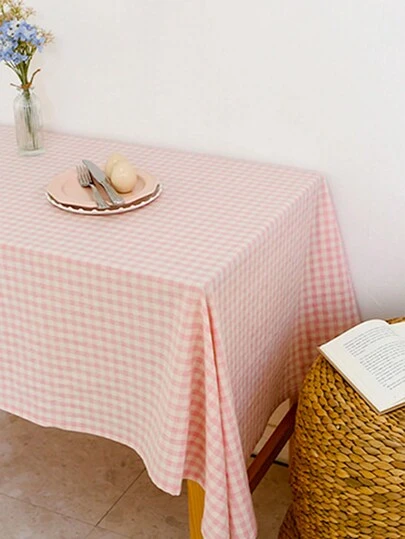 1pc Checkered Rectangular Tablecloth, Simple Rustic Plaid Style, Soft Texture Suitable For Spring/Summer Outdoor Picnic, Kitchen, Dinner, Restaurant, Holiday Party Table Decor,Fall Decor,Autumn Decor,Room Decor