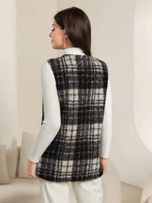 Modelyn Women's High-Quality Houndstooth Vest Jacket - Multicolor - View 2