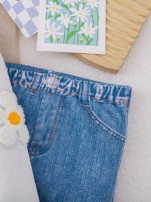 SHEIN Bộ 2 món áo nỉ dài tay và quần cạp chun in họa tiết hoa cho bé gái, chất liệu dày dặn, thích hợp cho mùa thu/đông. - trắng - Xem 5