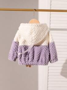 Baby Girl Warm Cute Bear Contrast Color Fluffy Jacket, Autumn & Winter - Multicolor - View 2