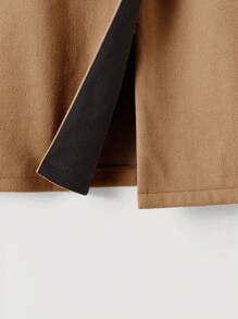 SHEIN MOD Women's Casual Contrast Color Lapel Double-Breasted Trench Coat, Autumn Fall Women Dresses Trench Women Coat Homecoming Old Money - Khaki - View 6