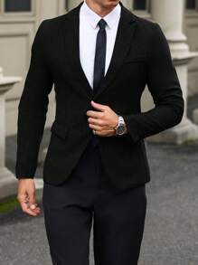 Manfinity Hypemode Blazer informal de color liso, otoñal