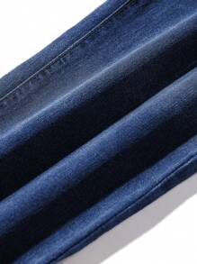 SHEIN Teen Boy Casual Fashion Blue Comfort Stretch Jeans For Dailywear And Back To School Boys Cool/Boys Thanksgiving Costume Dailywear And Fall/Winter Teen Boy - Dark Wash - View 3