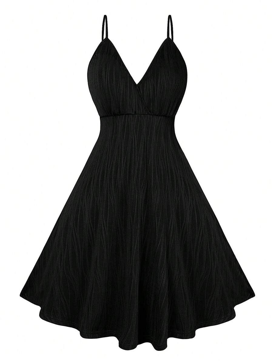 SHEIN Clasi Váy đen không tay màu trơn cỡ lớn thường ngày, mùa hè - màu đen - Xem 1