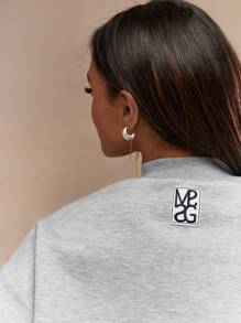 MISSGUIDED 背面徽标细节短款宽松 T 恤 - 灰色 - 查看 5