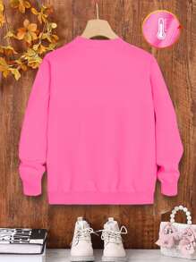 Áo len kẻ caro họa tiết ấm áp thoải mái cho bé gái tuổi mới lớn mùa thu đông - Màu Hồng Tươi - Xem 2