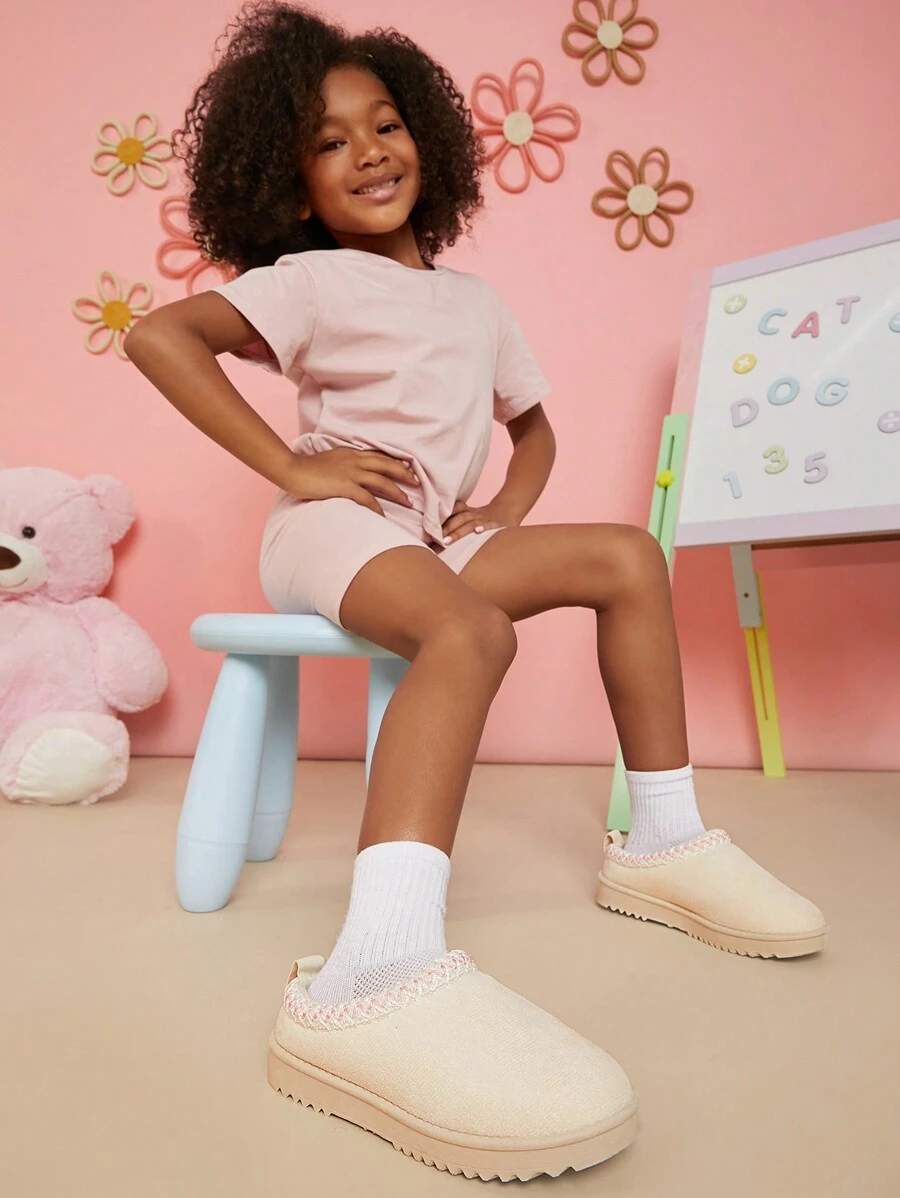 Mini mi Bestseller Kid's Slipper Clogs With Braided Collar- Super Comfy,Sweet,Versatile,Cozy,Perfect For All-Day Lounging - Beige - View 1