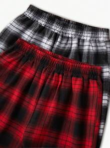 女士格子睡衣裤套装（2件套），秋冬服装