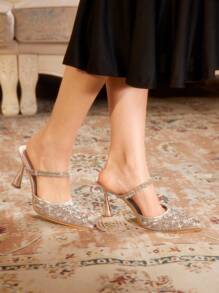 CUCCOO TILAWA Pointed Toe Glitter Party High Heel Pumps For Women Fall New Year Holiday Valentines