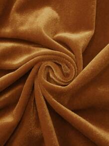 Sweetra Đầm hở lưng thanh lịch viền đuôi cá xếp nếp màu trơn cho nữ - Màu Khaki - Xem 5