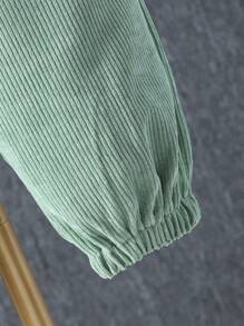 2pcs Tween Girl Solid Color Front Button Hoodie And Pants Set