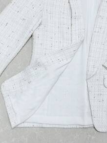 Ellegaria. Shawl Collar Flap Detail Open Front Blazer Fall Cloth For Women - White - View 7