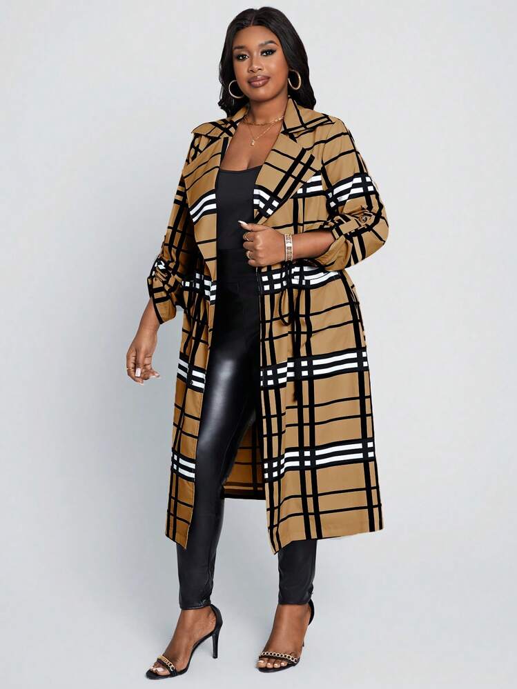 SHEIN Lady Plus Size Women's Classic Elegant Commuter Plaid