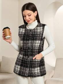 Modelyn Women's High-Quality Houndstooth Vest Jacket - Multicolor - View 4